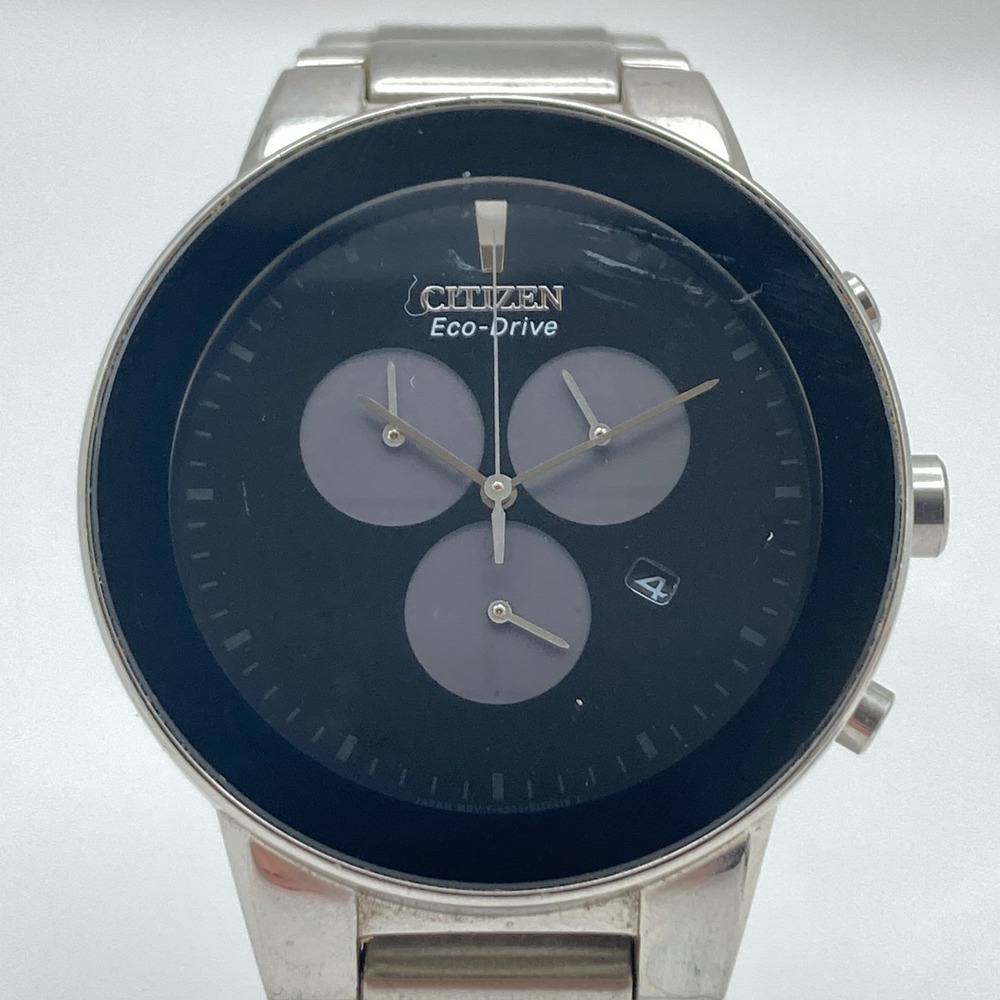 Citizen Eco-Drive Axiom Chronograph Watch Men 38mm Black Date H504-S086906 7.25"